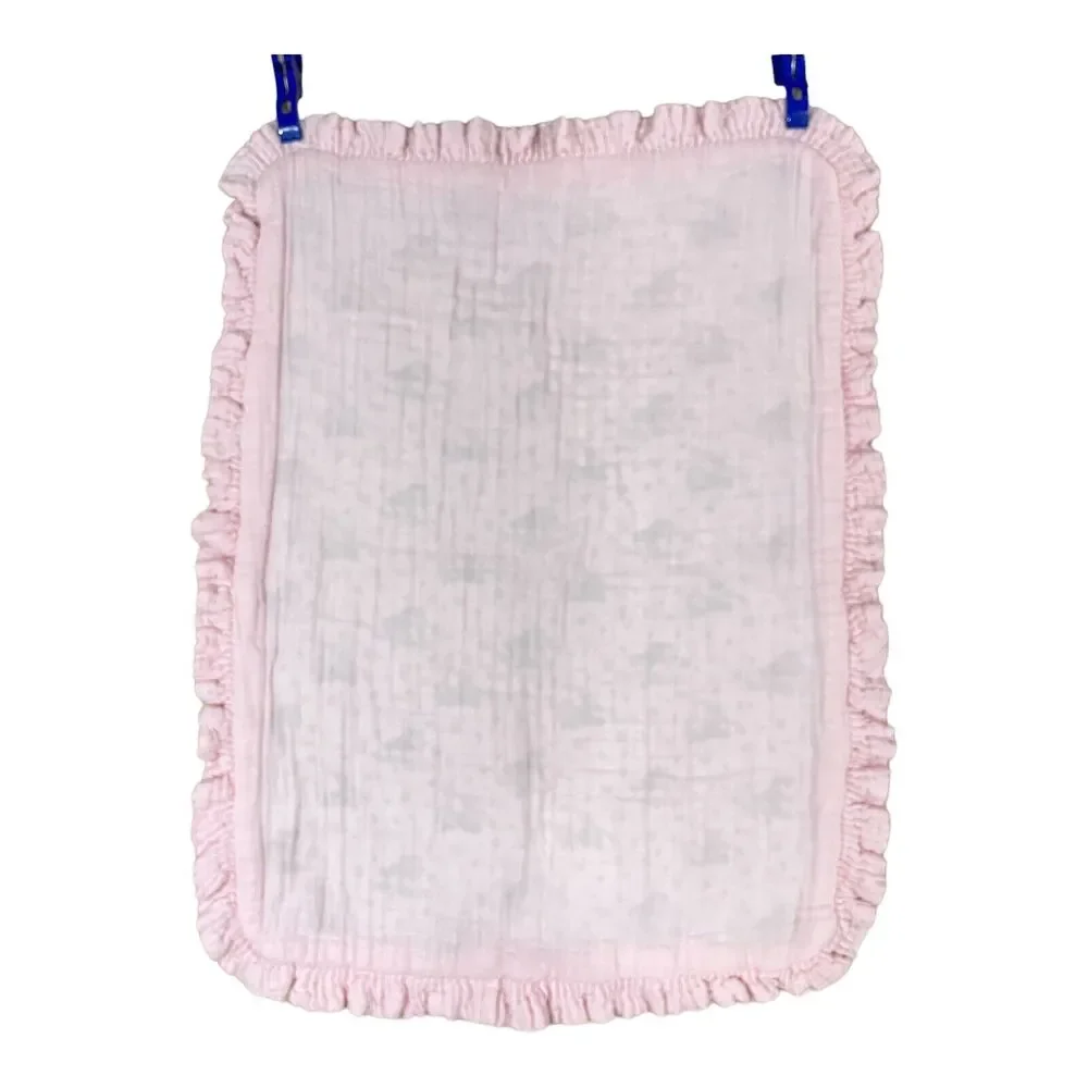 Pink Dumbo Muslin Baby Security Blanket Lovey Ruffle Edge Quilt Layered